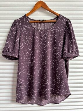 41 Hawthorn Plum Dot Puff Sleeve Blouse